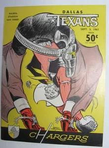 Dallas Texans gegen San Diego Chargers American Football League Programm 3. September 1961 - Bild 1 von 6