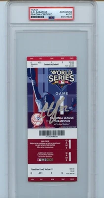 C.C. Sabathia Signed Autograph 2009 New York Yankees MLB World Series Ticket PSA - Image 1 of 2