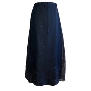 Tahari women S/M black silk sequin Chiffon Y2K 90s maxi hostess skirt AA - Picture 1 of 10