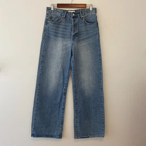 SONG Wide Leg Button Fly Jeans Womens 7/28 Medium Wash - Picture 1 of 7