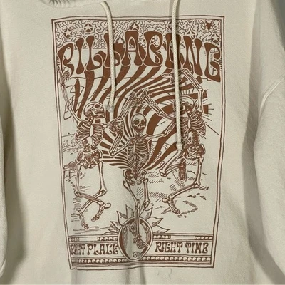 Billabong Hoodie Sweatshirt Keep Ridin Size Large Dancing Skeletons - Image 1 of 4
