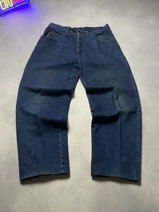 Vintage Armani Jeans Hip Hop Baggy Fit Wide Leg Heavy Denim Jeans in Dunkelblau - Bild 1 von 11