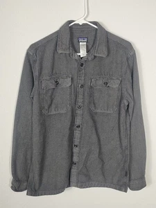 Patagonia Hemd Herren M grau schwarz 100% Bio Baumwolle Knopfleiste langarm - Bild 1 von 5