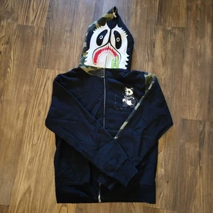 BAPE Panda full zip hoodie a bathing ape black 1st camo Size Large - Picture 1 of 10