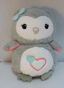 Lambs & Ivy Sugar Cookie Sweet Owl 2 Aqua Pink Hearts Bow Grau Weiß Plüsch RAR - Bild 1 von 4
