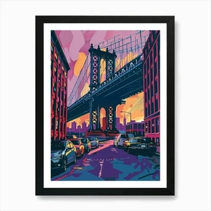 Dumbo Down Under The Manhattan Brid Framed Wall Art Poster Canvas Print Picture - Picture 1 of 4