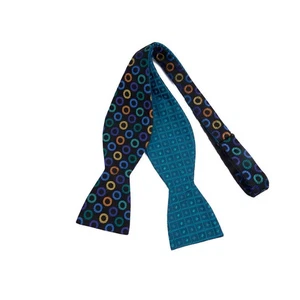 Pajarita de seda Saddlebred para hombre multicolor punto geométrico reversible autoajustable - Imagen 1 de 10