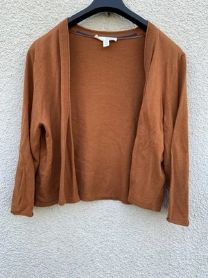 SEASALT VANESSA BURNT ORANGE TERRACOTTA BROWN ORGANIC COTTON BOLERO TOP SHRUG L  - Image 1 of 4