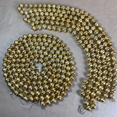 2 Mercury Glass Bead Garlands Gold 98 inches each (196" total)  VTG Christmas - Image 1 of 4