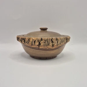 Carved Lidded Wood Trinket Box Bowl - Picture 1 of 8