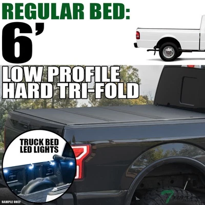 Topline For 1983-2011 Ford Ranger 6 Ft Bed LoPro Hard Tri Fold Tonneau Cover+LED Foto 1 de 4