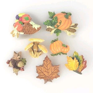 Vtg 90s~Fridge Refrigerator Magnet~Cornucopia Pumpkin Mushroom Leaves Lot of 7 - Picture 1 of 17