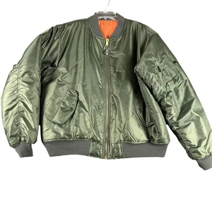 Rothco MA-1 Flight Bomber Jacket Mens 2XL Olive Green Orange Lining Nylon USAF - Picture 1 of 14