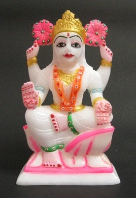 Estatua pintada a mano de la diosa Laxmi Ji para regalo de Diwali | Estatuilla de mármol de 6,5 pulgadas Foto 1 de 4