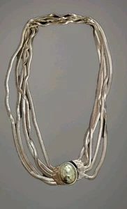 VINTAGE LES BERNARD Silver MULTI SNAKE CHAIN NECKLACE  SIGNED Etruscan COUTURE - Picture 1 of 10