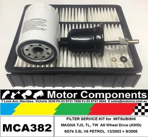 FILTER KIT Oil Air Fuel for MITSUBISHI MAGNA TJ II TL TW AWD 6G74 3.5L V6 7/02>0 - Picture 1 of 1