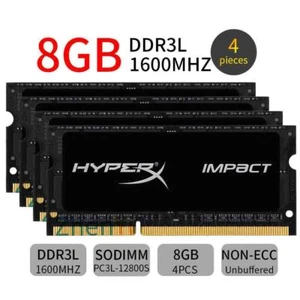 HyperX Impact 32GB Kit 4x 8GB DDR3L 1600MHz 1.35V PC3L-12800S Laptop Memory RAM - Picture 1 of 7