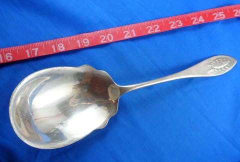 9-1/4" Shreve Napoleonic Antique Sterling Silver Serving Spoon 1905, Casserole Cover