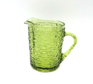 1960's 70's Sorento Green Glass Creamer Bumpy Anchor Hocking Avocado Olive milk - Picture 1 of 8
