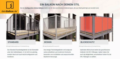 Balkon Balkonbausatz  MIT Holzbelag Größe wählbar im 50cm Rastermaß Konfigurator - Bild 1 von 4