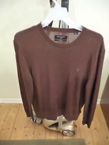 MAGLIONE UOMO ALL SAINTS TRENDY MARRONE CIOCCOLATO GIROCOLLO LANA MERINO NUOVO LARGE - Foto 1 di 5