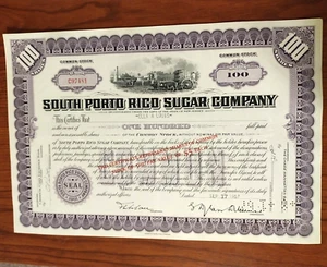 Bono Acciones SOUTH PUERTO RICO SUGAR Stock Share GUANICA Ficha Token Porto PuT1 - Picture 1 of 7