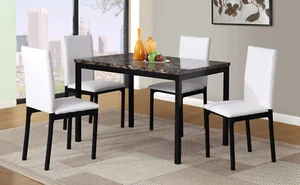 Citico 5-Piece Metal Dinette Set with Laminated Faux Marble Top, White - Picture 1 of 6