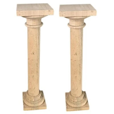 Par de Columnas En Luz Travertino Mármol Diseño Italiano Decoración H100Cm Foto 1 de 2