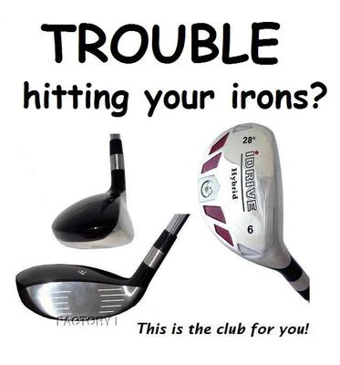 iDRIVE RESCUE Hybrid made Regular Flex taylor fit #6 Iron Wood 28° STEEL SHAFT - Image 1 of 2