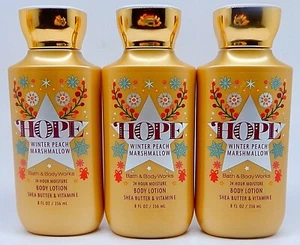 3 BATH & BODY WORKS HOPE WINTER PEACH MARSHMALLOW MOISTURIZING BODY LOTION 8 oz - Picture 1 of 7