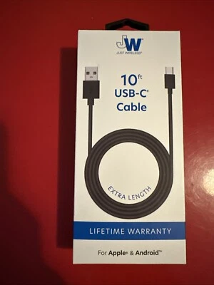 Just Wireless 10' USB Type-C Cable - Black - Image 1 of 2