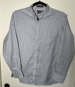 Nordstrom Men's Light Blue with Black/White Plaid Pattern Size L - Picture 1 of 10