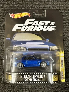 Hot Wheels Retro Entertainment Fast & Furious Nissan Skyline GT-R (R34) VHTF - Picture 1 of 1