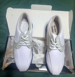 Footjoy Greenjoys Women's Soft Spiked Golf Shoes White/Tan 48357 9.5M NWB - Picture 1 of 4