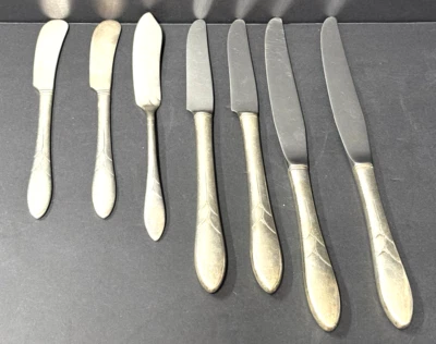 Lote Mixto 7 Cuchillos Comunidad Oneida Plato Plata Años 30 Art Deco "Lady Hamilton" Foto 1 de 4