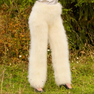 Fuzzy mohair pants fuzzy thick leggings warm handknit fluffy trousers SUPERTANYA - Picture 1 of 92