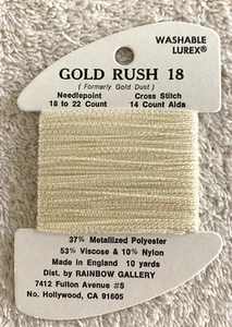 Rainbow Gallery Gold Rush 18 Needlepoint Cross Stitch Thread 1 Card Ivory GD10C - Picture 1 of 6