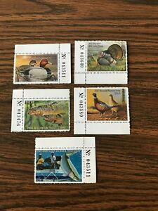 2007 Wisconsin Turkey-Pheasant Waterfowl Trout Salmon License Stamps- Unused