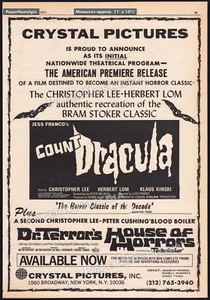 COUNT DRACULA__ Orig. 1973 Trade AD promo / poster__Crystal Pictures_Herbert Lom - Picture 1 of 1