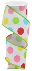 Polka Dots Ribbon, 10 Yards (Green, Pink, Red, Yellow, Turquoise) - RGA1663AY - Picture 1 of 1