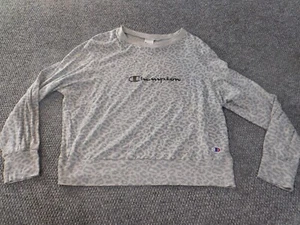 Champion Shirt womens Large gray camo pullover crewneck stretch athletic - Picture 1 of 10