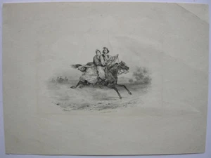 Francois Grenier (1793-1878) Auf der Flucht Orig. Lithografie 1840 - Bild 1 von 3