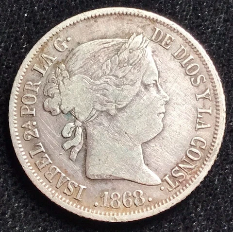 Philippines 1868 Silver 20 Centimos Cover