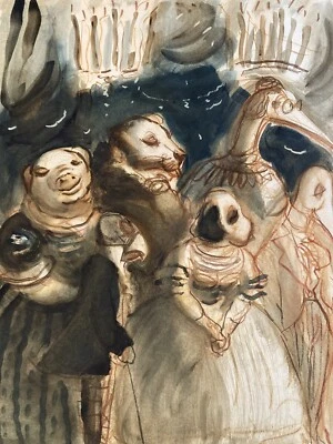 Sehr Schöne Lithographie Ruben Alterio Farbe Tiere Tier Katze Paris Kunst - Bild 1 von 4