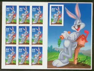 US Stamp Mint Scott# 3138 Imperf Pane of 10 Bugs Bunny - Picture 1 of 1