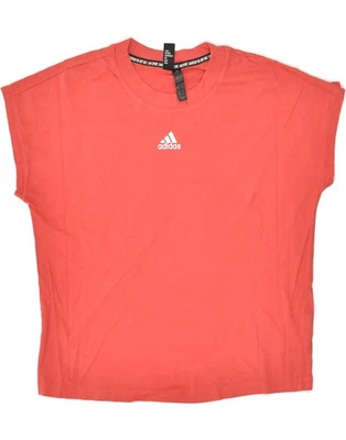 ADIDAS Womens T-Shirt Top UK 8/10 Small Red Striped Cotton VV04 - Image 1 of 3