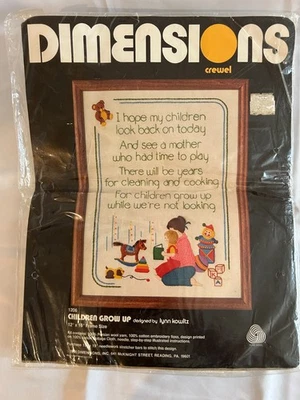 Kit de bordado crewel de colección 1981 nos Dimensions niños crecen 1206 12"x16" EE. UU. Foto 1 de 3