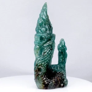๐ Rare 160.55ct Thai Naga Phayanak Carving Natural Blue Green Grandidierite Gem - Picture 1 of 8