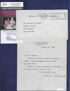 Eleanor Roosevelt Autographed 1953 Letter USA First Lady Activist JSA COA - Picture 1 of 1