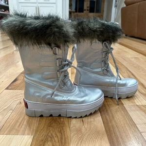 SOREL - Joan of Arctic Faux Fur Snow Boot - Silver - Womens 9.5 - Picture 1 of 7